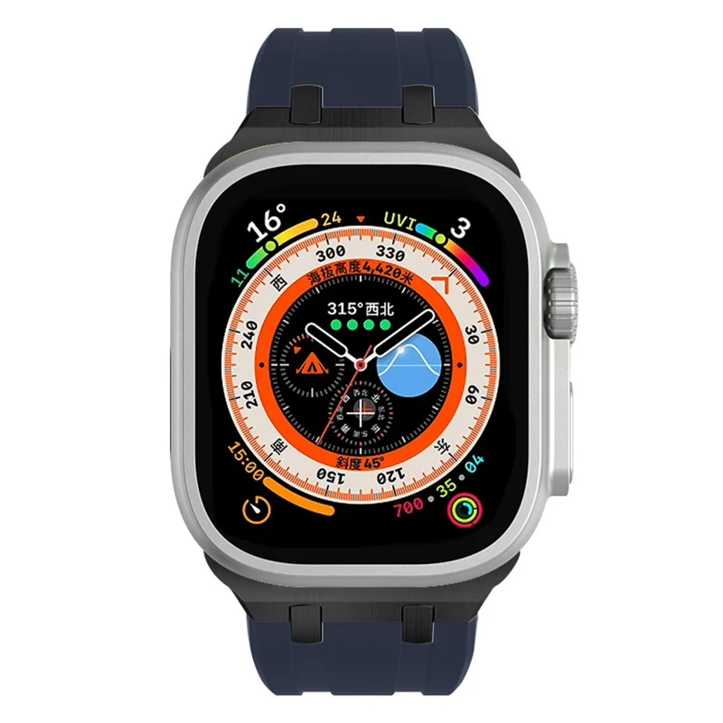 Apple Watch Series 41mm - 40mm - 38mm Universal Liquid Silicone Strap Metal Connector - Black+White