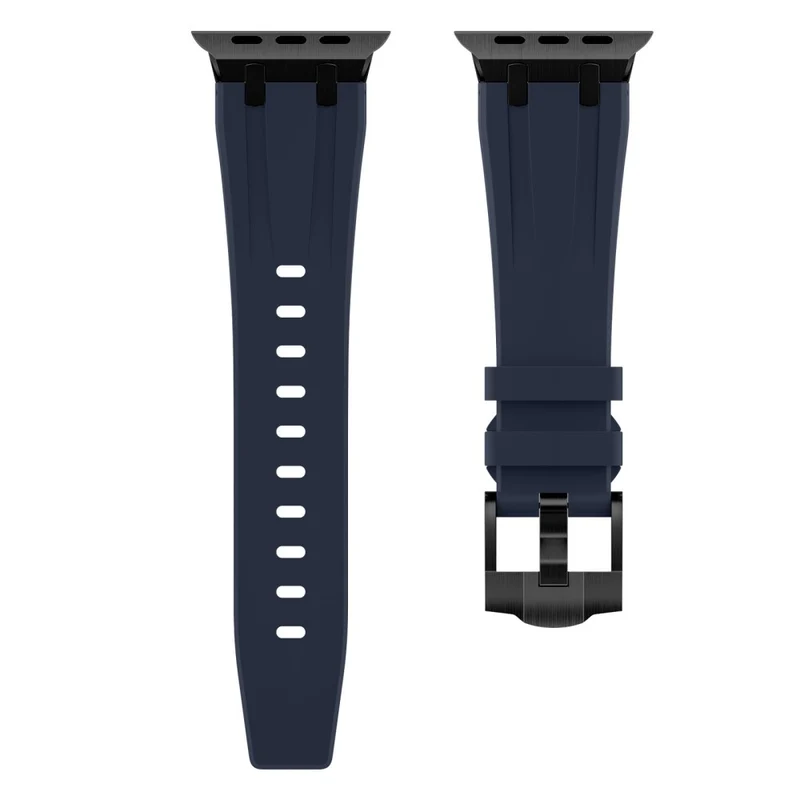 Apple Watch Series 41mm - 40mm - 38mm Universal Liquid Silicone Strap Metal Connector - Black+White