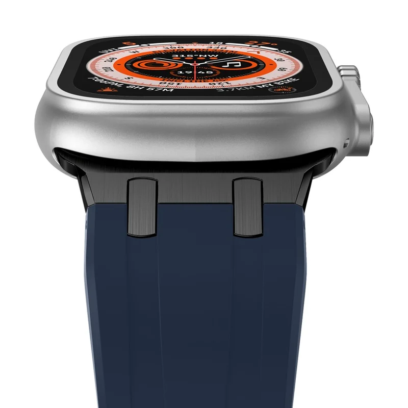 Apple Watch Series 41mm - 40mm - 38mm Universal Liquid Silicone Strap Metal Connector - Black+White