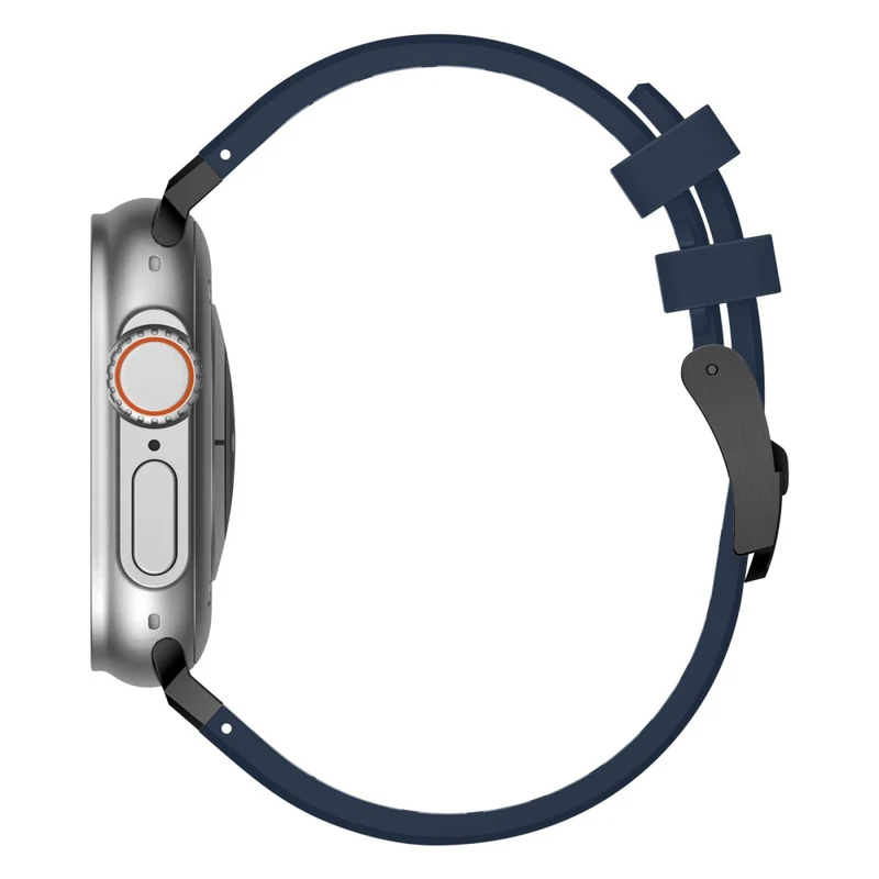 Apple Watch Series 41mm - 40mm - 38mm Universal Liquid Silicone Strap Metal Connector - Black+White