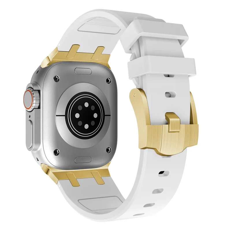 Apple Watch Series 41mm - 40mm - 38mm Universal Liquid Silicone Strap Metal Connector - Black+White