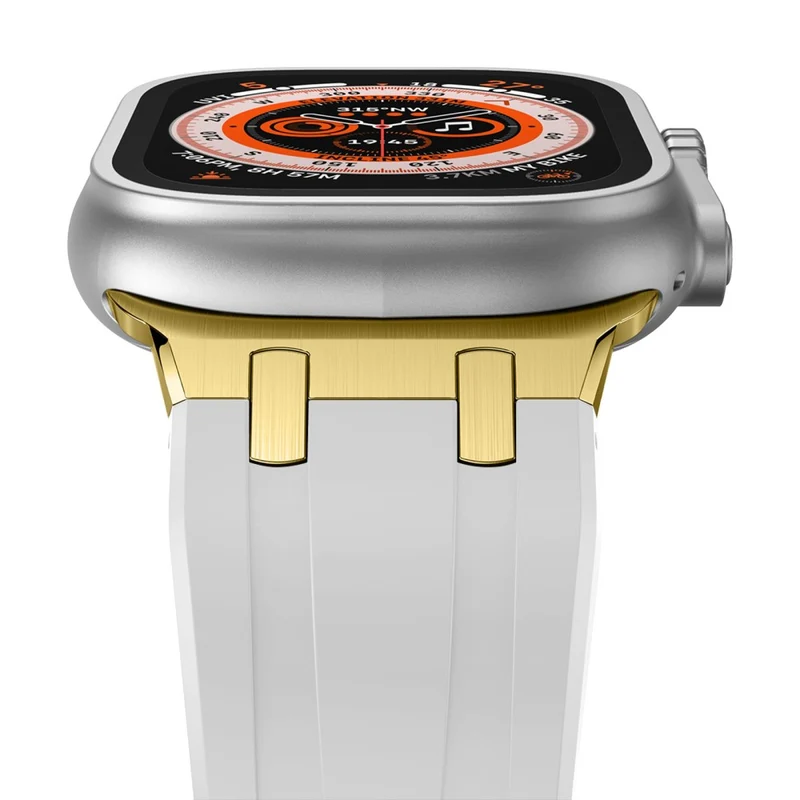 Apple Watch Series 41mm - 40mm - 38mm Universal Liquid Silicone Strap Metal Connector - Black+White