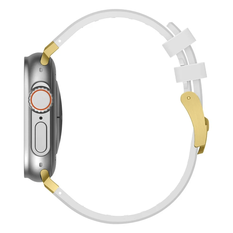 Apple Watch Series 41mm - 40mm - 38mm Universal Liquid Silicone Strap Metal Connector - Black+White
