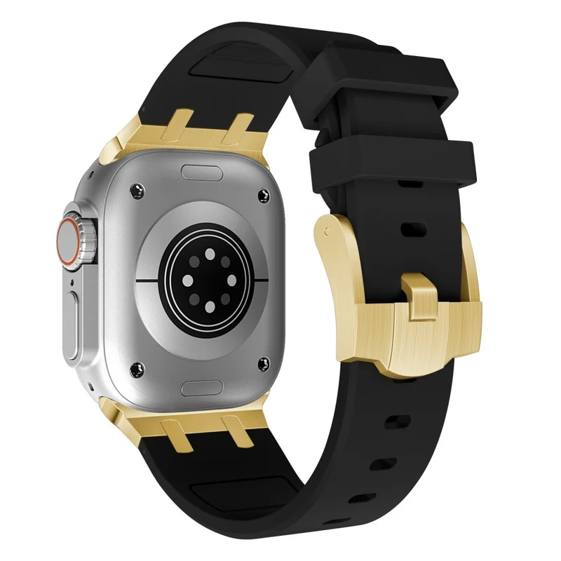 Apple Watch Series 41mm - 40mm - 38mm Universal Liquid Silicone Strap Metal Connector - Black+White