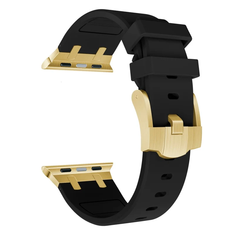 Apple Watch Series 41mm - 40mm - 38mm Universal Liquid Silicone Strap Metal Connector - Black+White