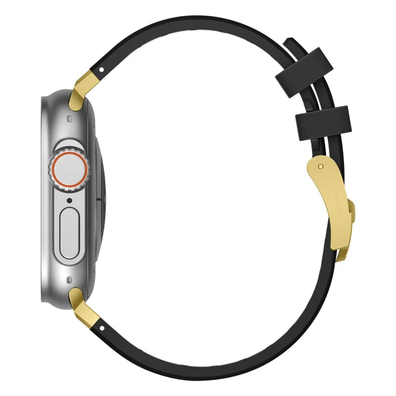 Apple Watch Series 41mm - 40mm - 38mm Universal Liquid Silicone Strap Metal Connector - Black+White