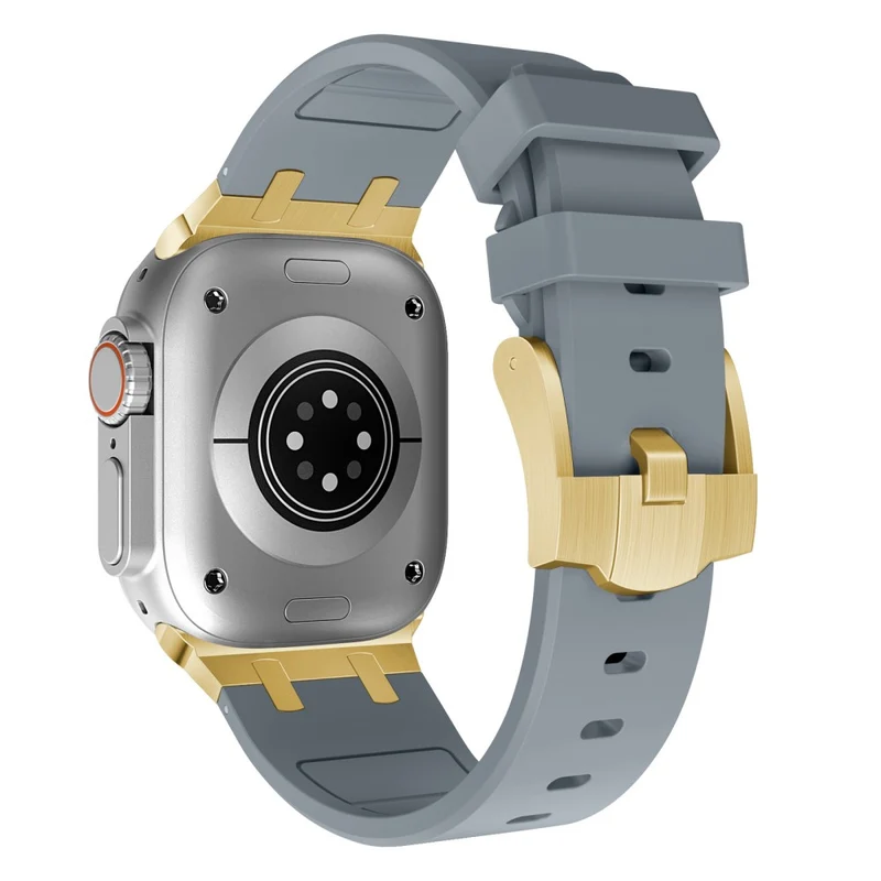 Apple Watch Series 41mm - 40mm - 38mm Universal Liquid Silicone Strap Metal Connector - Black+White