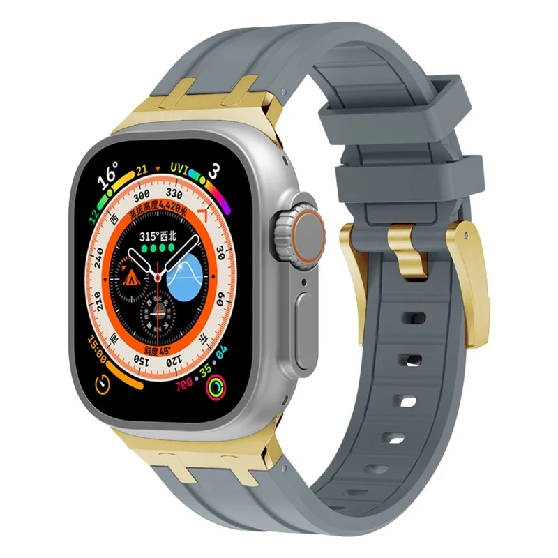 Apple Watch Series 41mm - 40mm - 38mm Universal Liquid Silicone Strap Metal Connector - Black+White