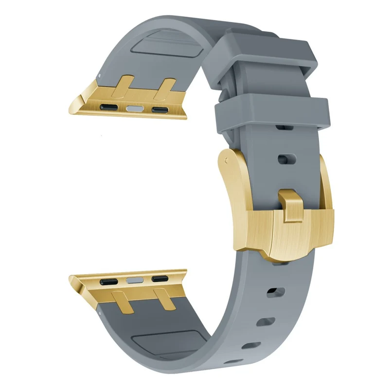 Apple Watch Series 41mm - 40mm - 38mm Universal Liquid Silicone Strap Metal Connector - Black+White