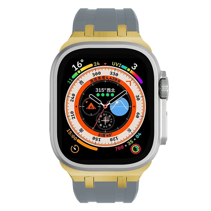 Apple Watch Series 41mm - 40mm - 38mm Universal Liquid Silicone Strap Metal Connector - Black+White