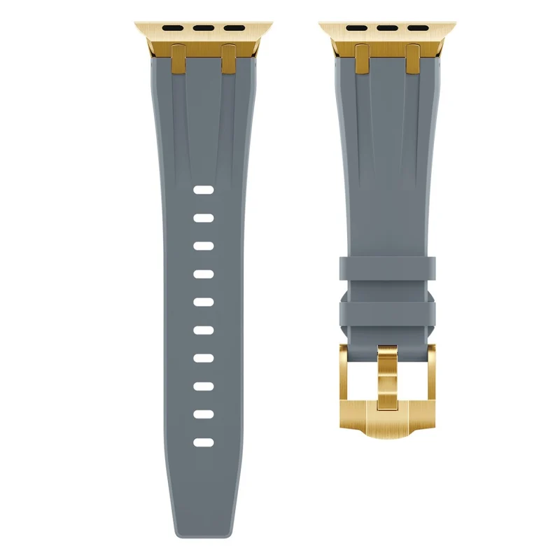 Apple Watch Series 41mm - 40mm - 38mm Universal Liquid Silicone Strap Metal Connector - Black+White