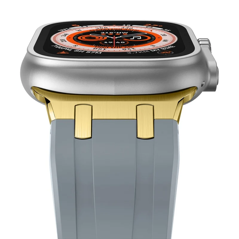 Apple Watch Series 41mm - 40mm - 38mm Universal Liquid Silicone Strap Metal Connector - Black+White