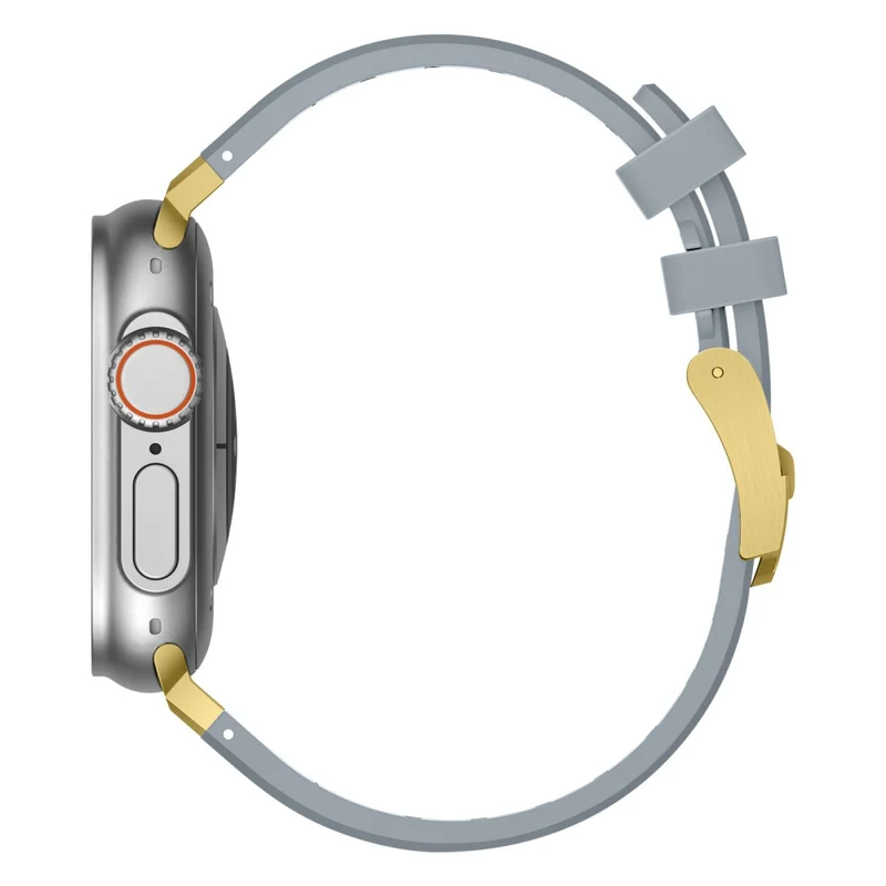 Apple Watch Series 41mm - 40mm - 38mm Universal Liquid Silicone Strap Metal Connector - Black+White