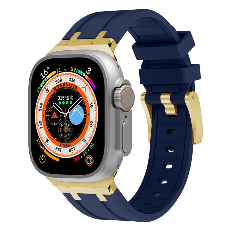 Apple Watch Series 41mm - 40mm - 38mm Universal Liquid Silicone Strap Metal Connector - Black+White