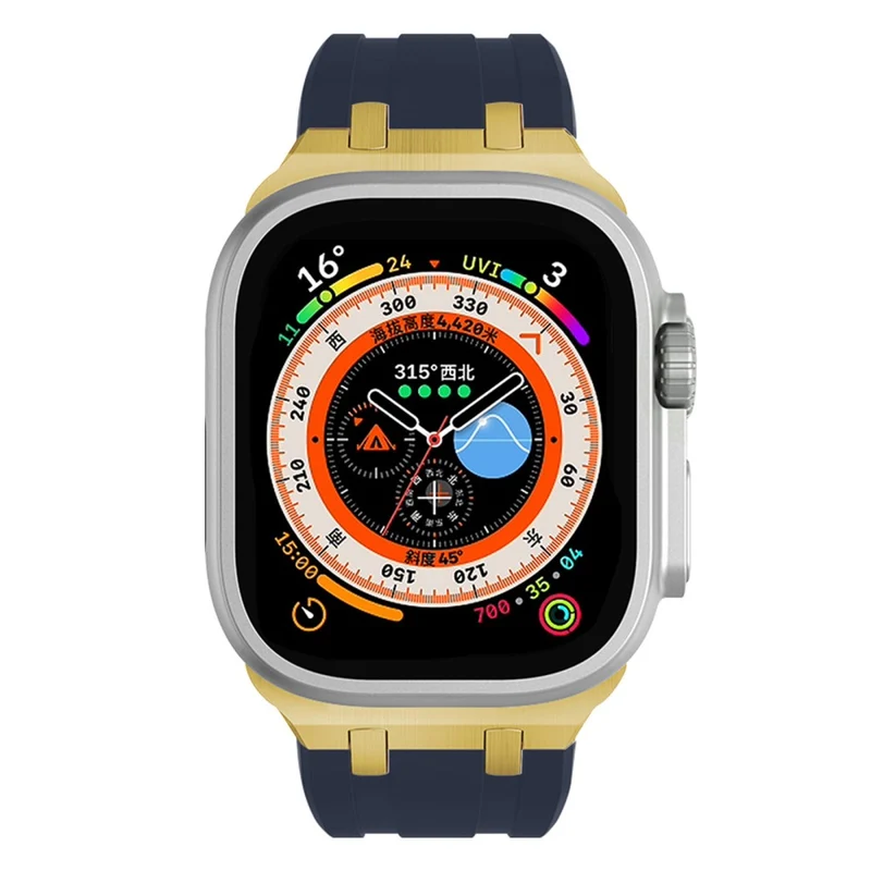 Apple Watch Series 41mm - 40mm - 38mm Universal Liquid Silicone Strap Metal Connector - Black+White
