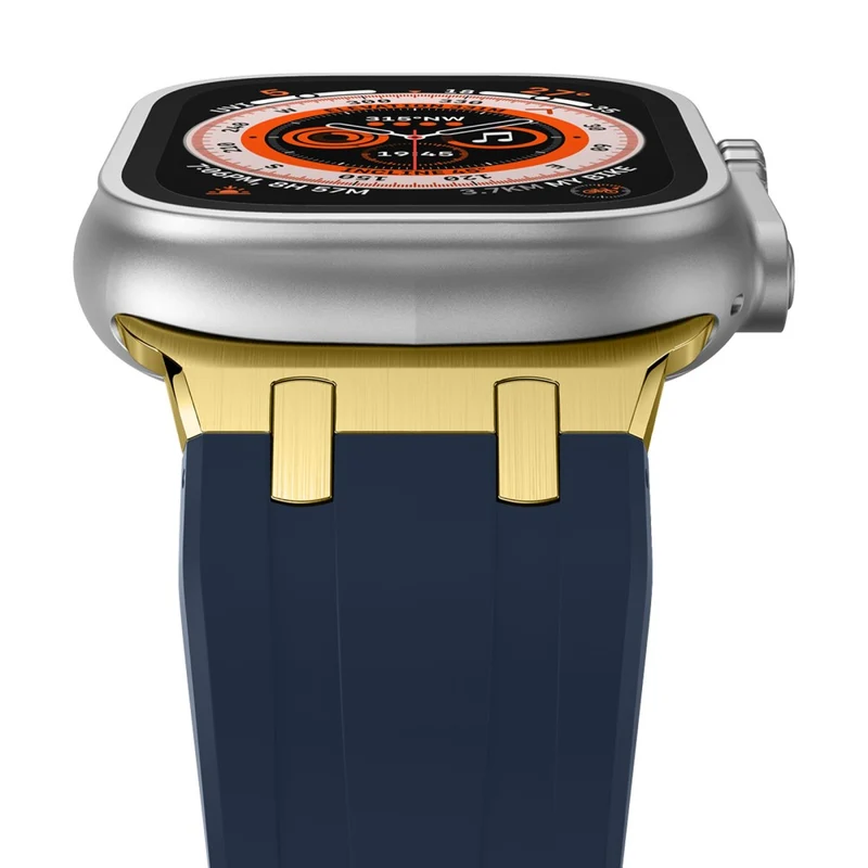 Apple Watch Series 41mm - 40mm - 38mm Universal Liquid Silicone Strap Metal Connector - Black+White