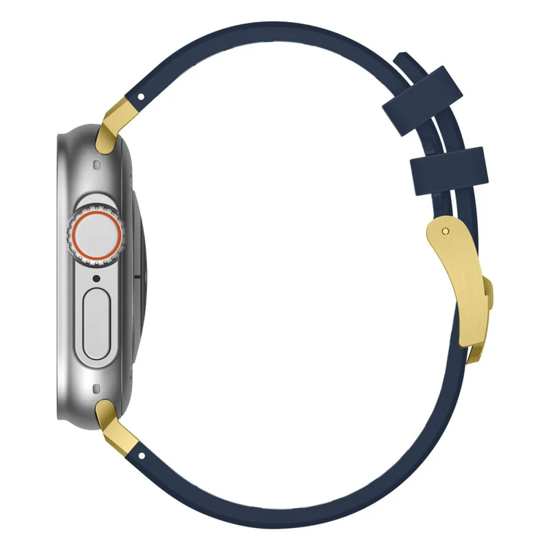 Apple Watch Series 41mm - 40mm - 38mm Universal Liquid Silicone Strap Metal Connector - Black+White