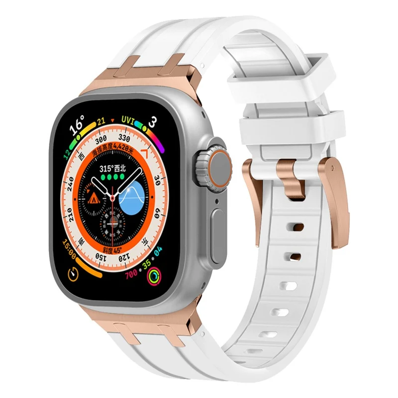 Apple Watch Series 41mm - 40mm - 38mm Universal Liquid Silicone Strap Metal Connector - Black+White