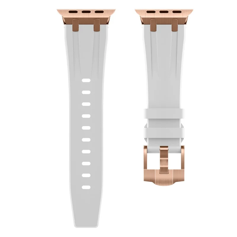Apple Watch Series 41mm - 40mm - 38mm Universal Liquid Silicone Strap Metal Connector - Black+White