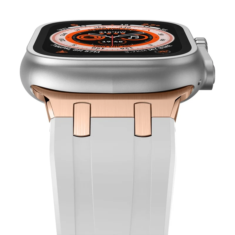 Apple Watch Series 41mm - 40mm - 38mm Universal Liquid Silicone Strap Metal Connector - Black+White