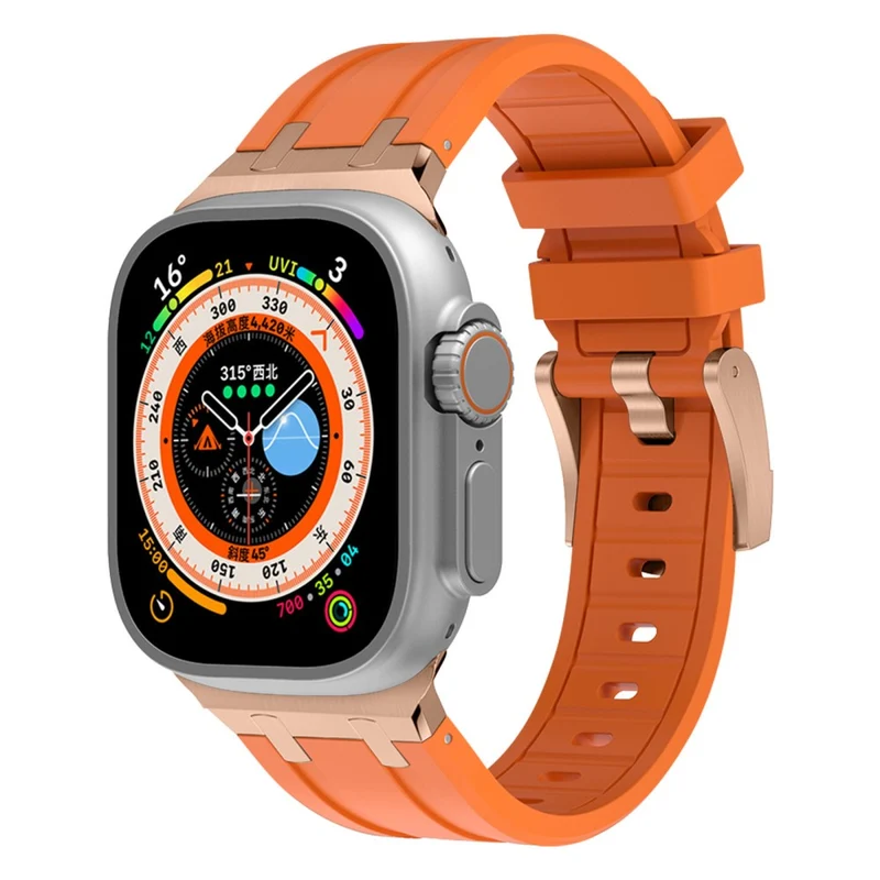 Apple Watch Series 41mm - 40mm - 38mm Universal Liquid Silicone Strap Metal Connector - Black+White