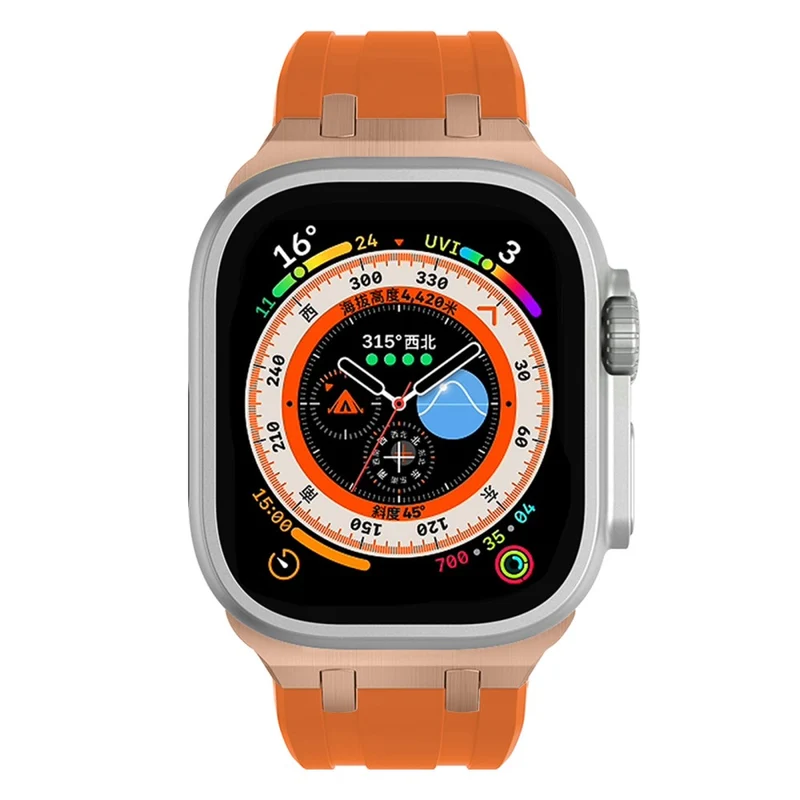 Apple Watch Series 41mm - 40mm - 38mm Universal Liquid Silicone Strap Metal Connector - Black+White
