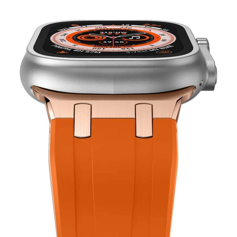 Apple Watch Series 41mm - 40mm - 38mm Universal Liquid Silicone Strap Metal Connector - Black+White