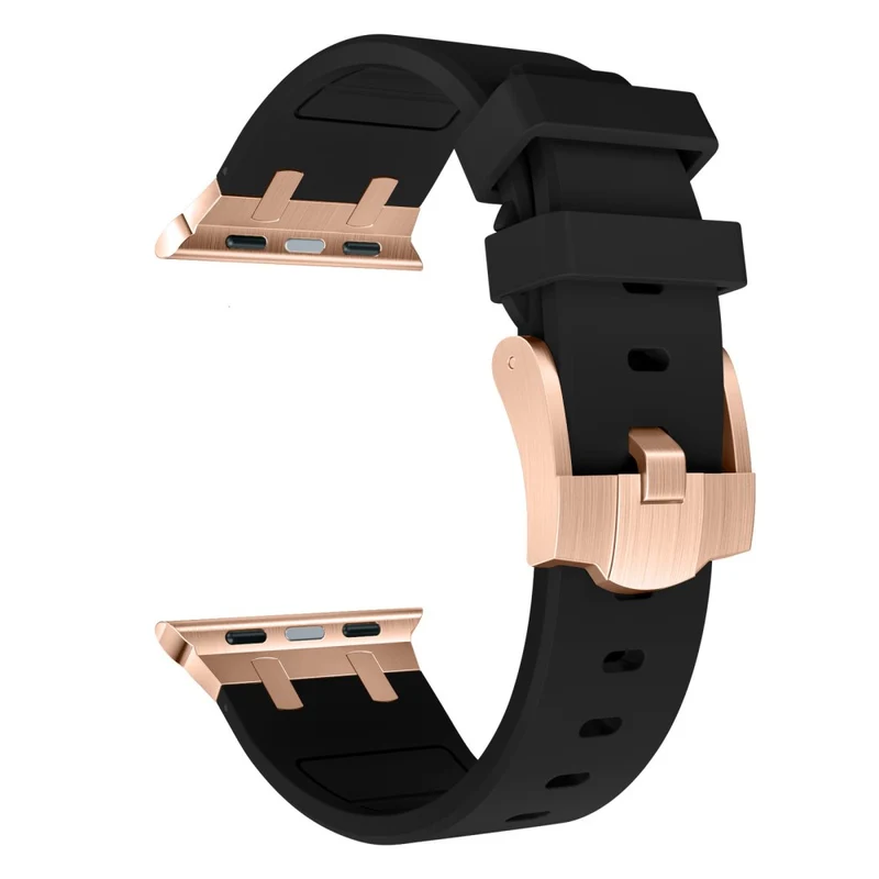 Apple Watch Series 41mm - 40mm - 38mm Universal Liquid Silicone Strap Metal Connector - Black+White
