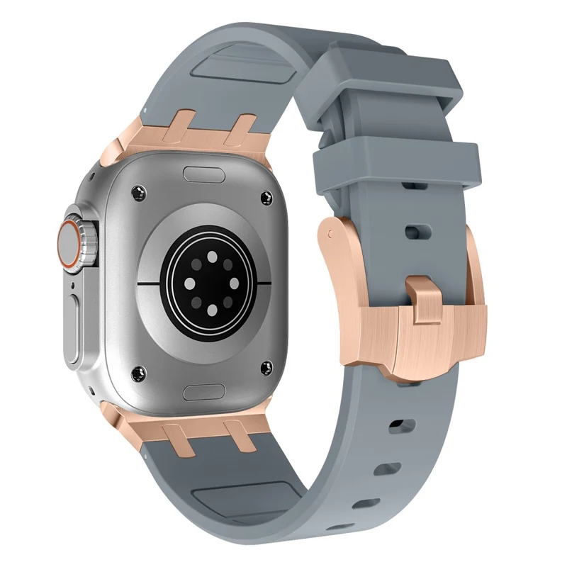 Apple Watch Series 41mm - 40mm - 38mm Universal Liquid Silicone Strap Metal Connector - Black+White