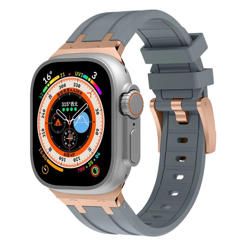 Apple Watch Series 41mm - 40mm - 38mm Universal Liquid Silicone Strap Metal Connector - Black+White