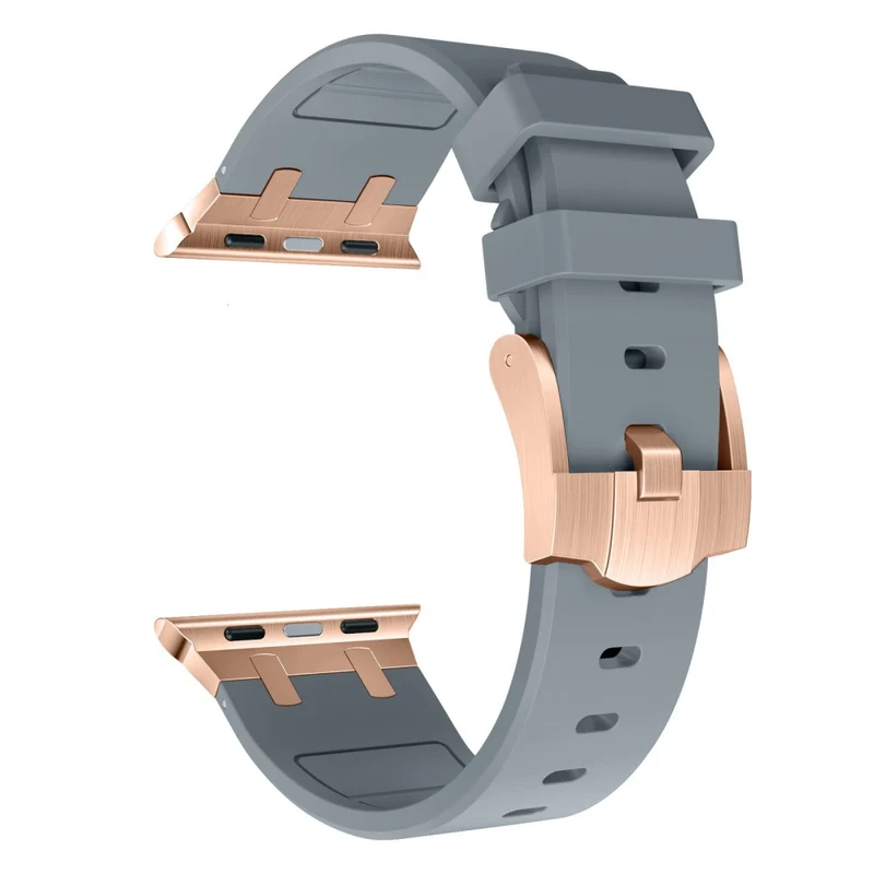 Apple Watch Series 41mm - 40mm - 38mm Universal Liquid Silicone Strap Metal Connector - Black+White