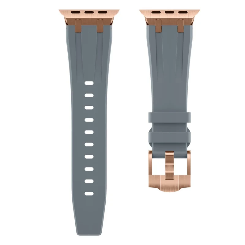Apple Watch Series 41mm - 40mm - 38mm Universal Liquid Silicone Strap Metal Connector - Black+White