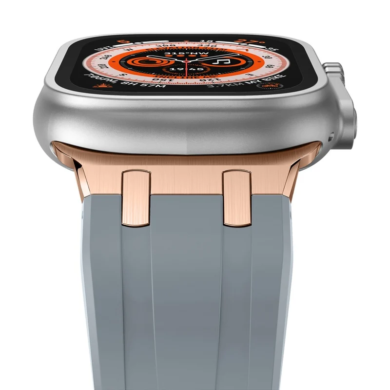 Apple Watch Series 41mm - 40mm - 38mm Universal Liquid Silicone Strap Metal Connector - Black+White