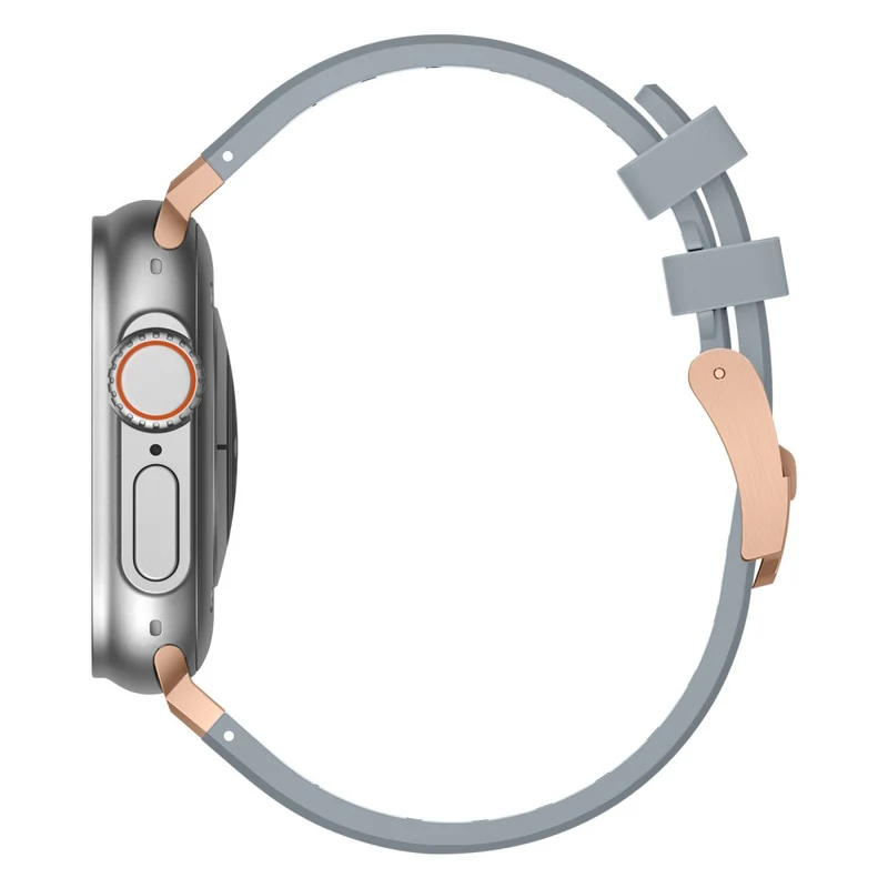 Apple Watch Series 41mm - 40mm - 38mm Universal Liquid Silicone Strap Metal Connector - Black+White