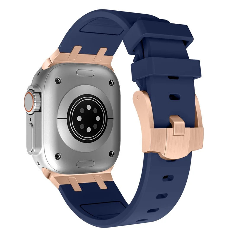 Apple Watch Series 41mm - 40mm - 38mm Universal Liquid Silicone Strap Metal Connector - Black+White