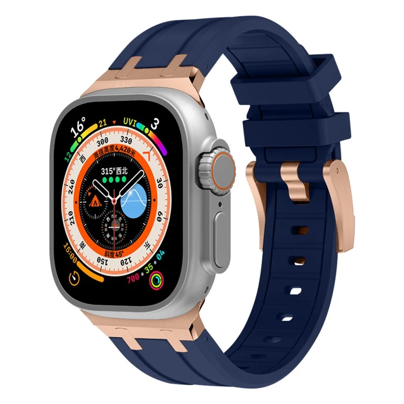 Apple Watch Series 41mm - 40mm - 38mm Universal Liquid Silicone Strap Metal Connector - Black+White