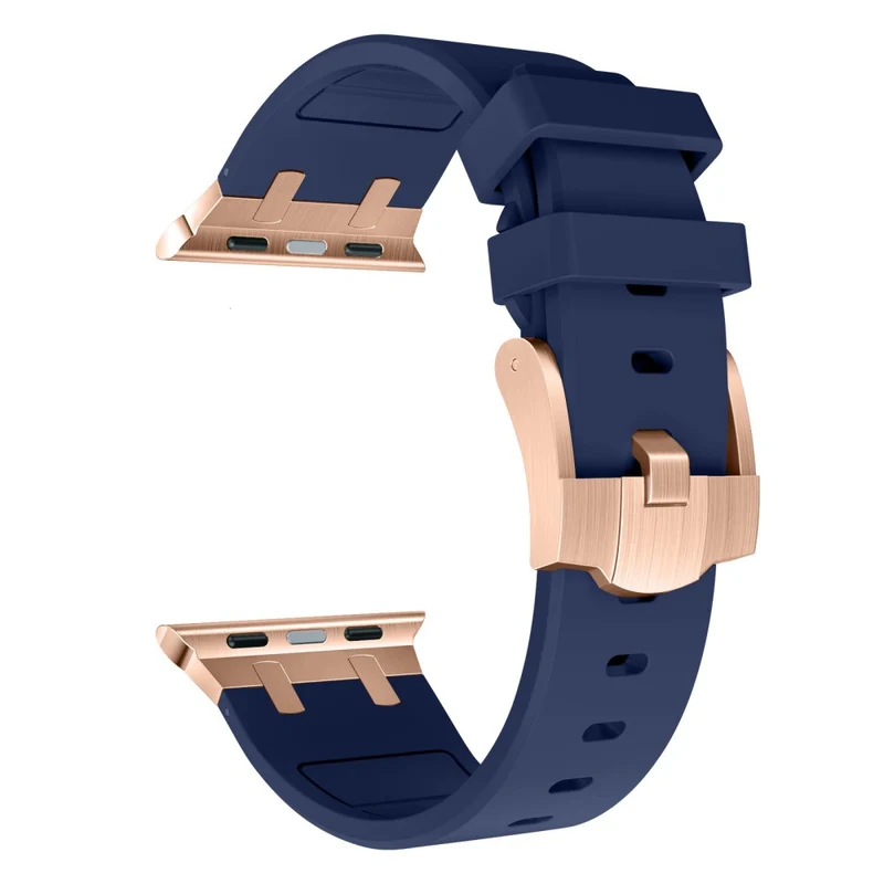 Apple Watch Series 41mm - 40mm - 38mm Universal Liquid Silicone Strap Metal Connector - Black+White