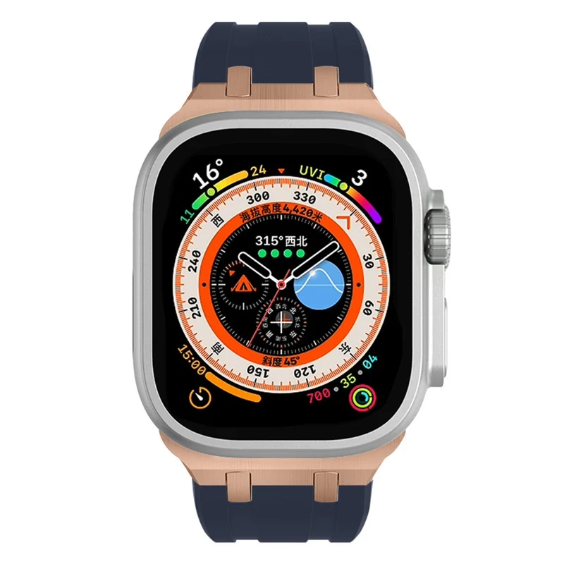 Apple Watch Series 41mm - 40mm - 38mm Universal Liquid Silicone Strap Metal Connector - Black+White