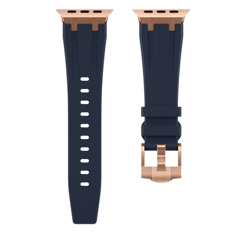 Apple Watch Series 41mm - 40mm - 38mm Universal Liquid Silicone Strap Metal Connector - Black+White