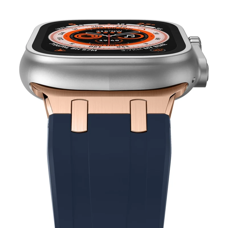 Apple Watch Series 41mm - 40mm - 38mm Universal Liquid Silicone Strap Metal Connector - Black+White