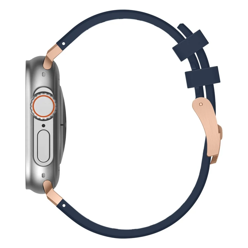 Apple Watch Series 41mm - 40mm - 38mm Universal Liquid Silicone Strap Metal Connector - Black+White