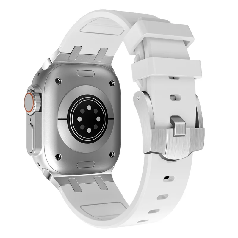 Apple Watch Series 41mm - 40mm - 38mm Universal Liquid Silicone Strap Metal Connector - Black+White