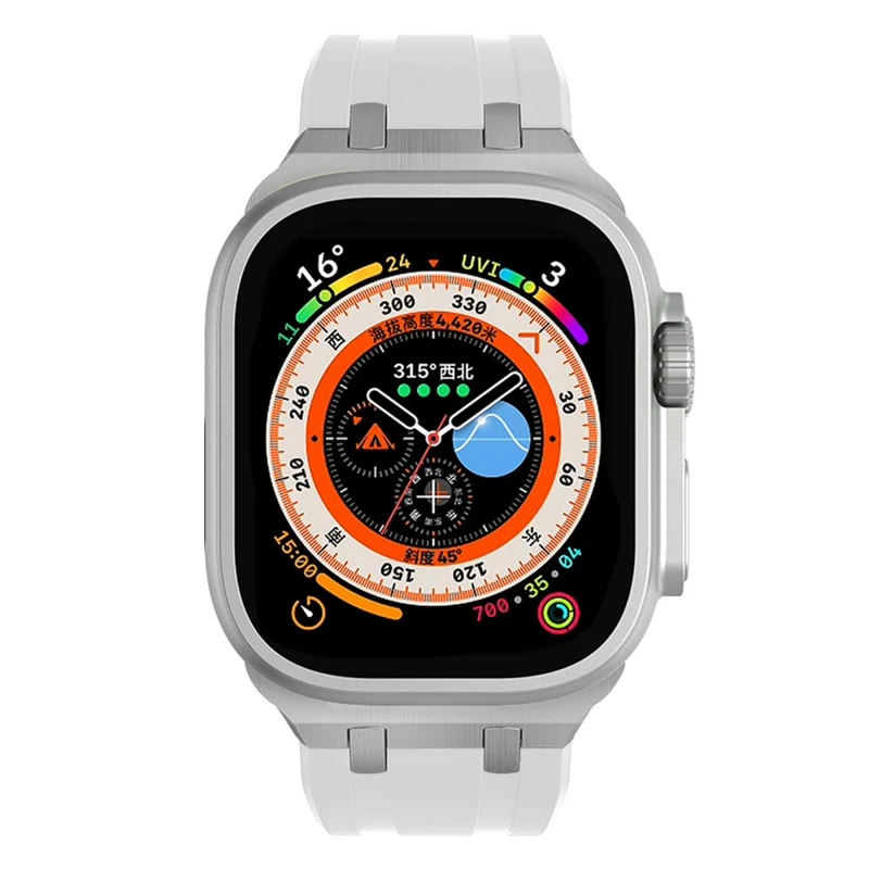 Apple Watch Series 41mm - 40mm - 38mm Universal Liquid Silicone Strap Metal Connector - Black+White