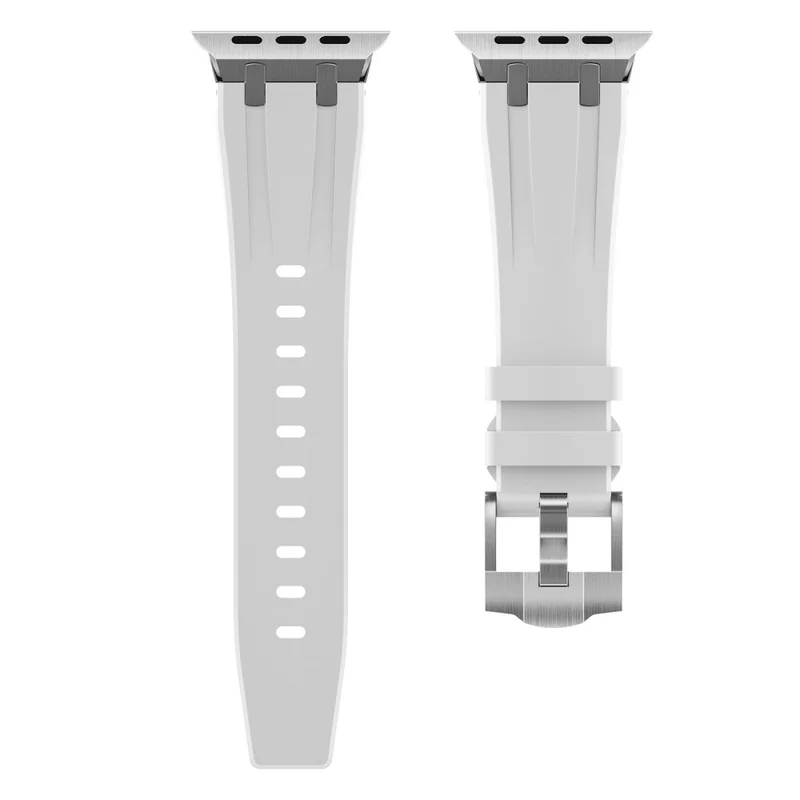 Apple Watch Series 41mm - 40mm - 38mm Universal Liquid Silicone Strap Metal Connector - Black+White