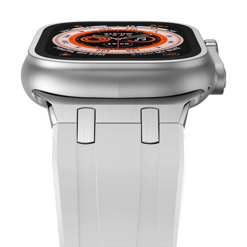 Apple Watch Series 41mm - 40mm - 38mm Universal Liquid Silicone Strap Metal Connector - Black+White