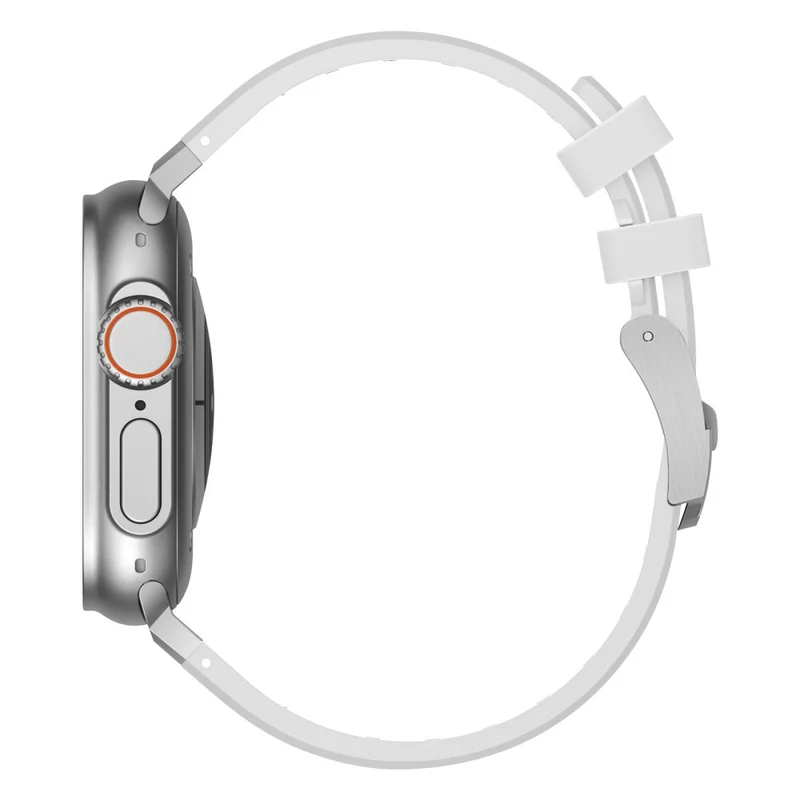 Apple Watch Series 41mm - 40mm - 38mm Universal Liquid Silicone Strap Metal Connector - Black+White