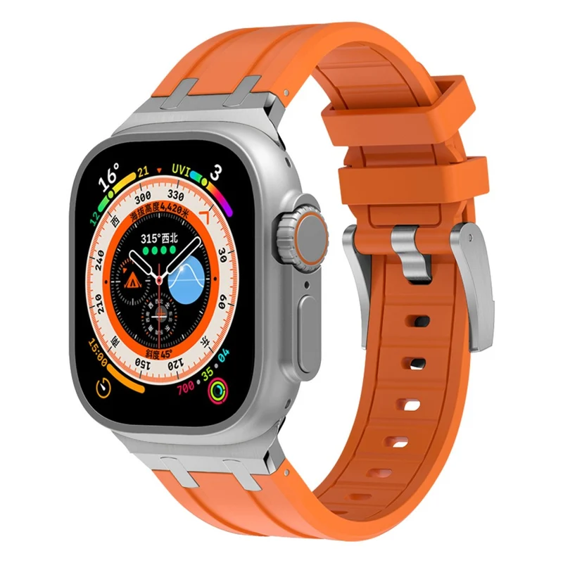 Apple Watch Series 41mm - 40mm - 38mm Universal Liquid Silicone Strap Metal Connector - Black+White