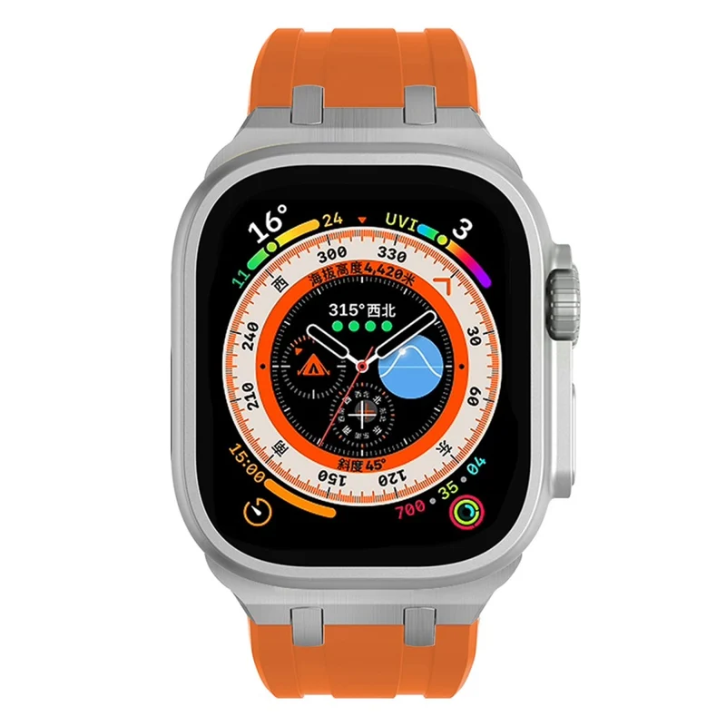 Apple Watch Series 41mm - 40mm - 38mm Universal Liquid Silicone Strap Metal Connector - Black+White