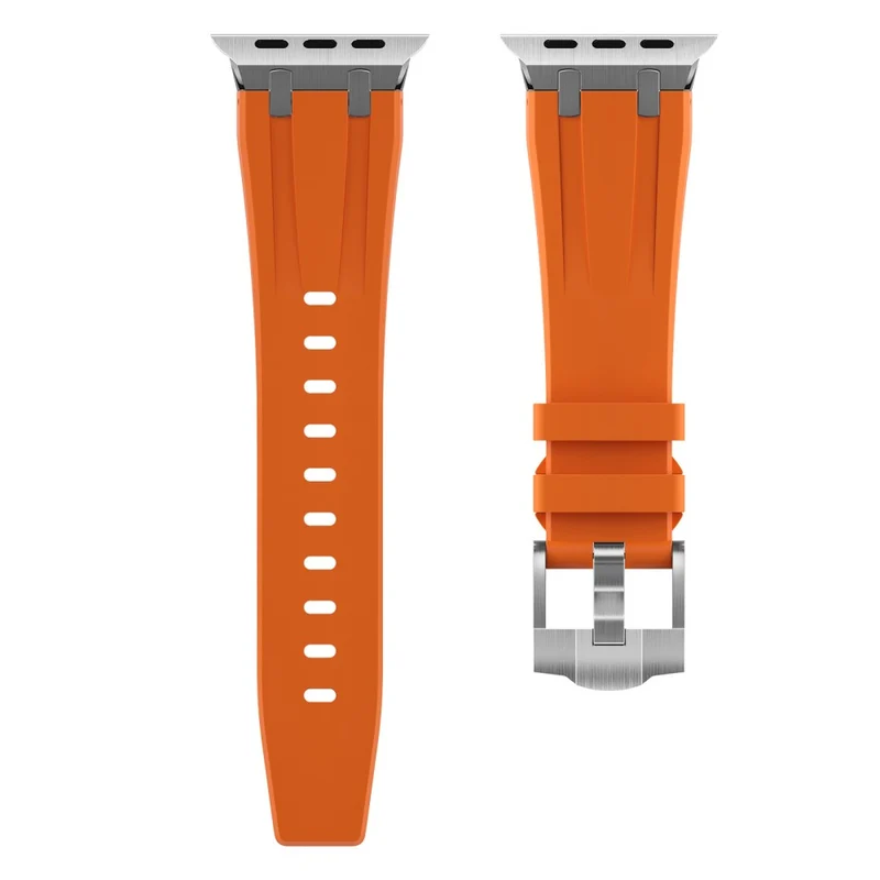 Apple Watch Series 41mm - 40mm - 38mm Universal Liquid Silicone Strap Metal Connector - Black+White