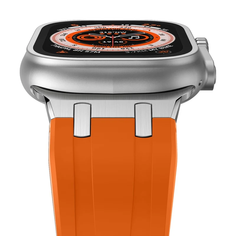Apple Watch Series 41mm - 40mm - 38mm Universal Liquid Silicone Strap Metal Connector - Black+White